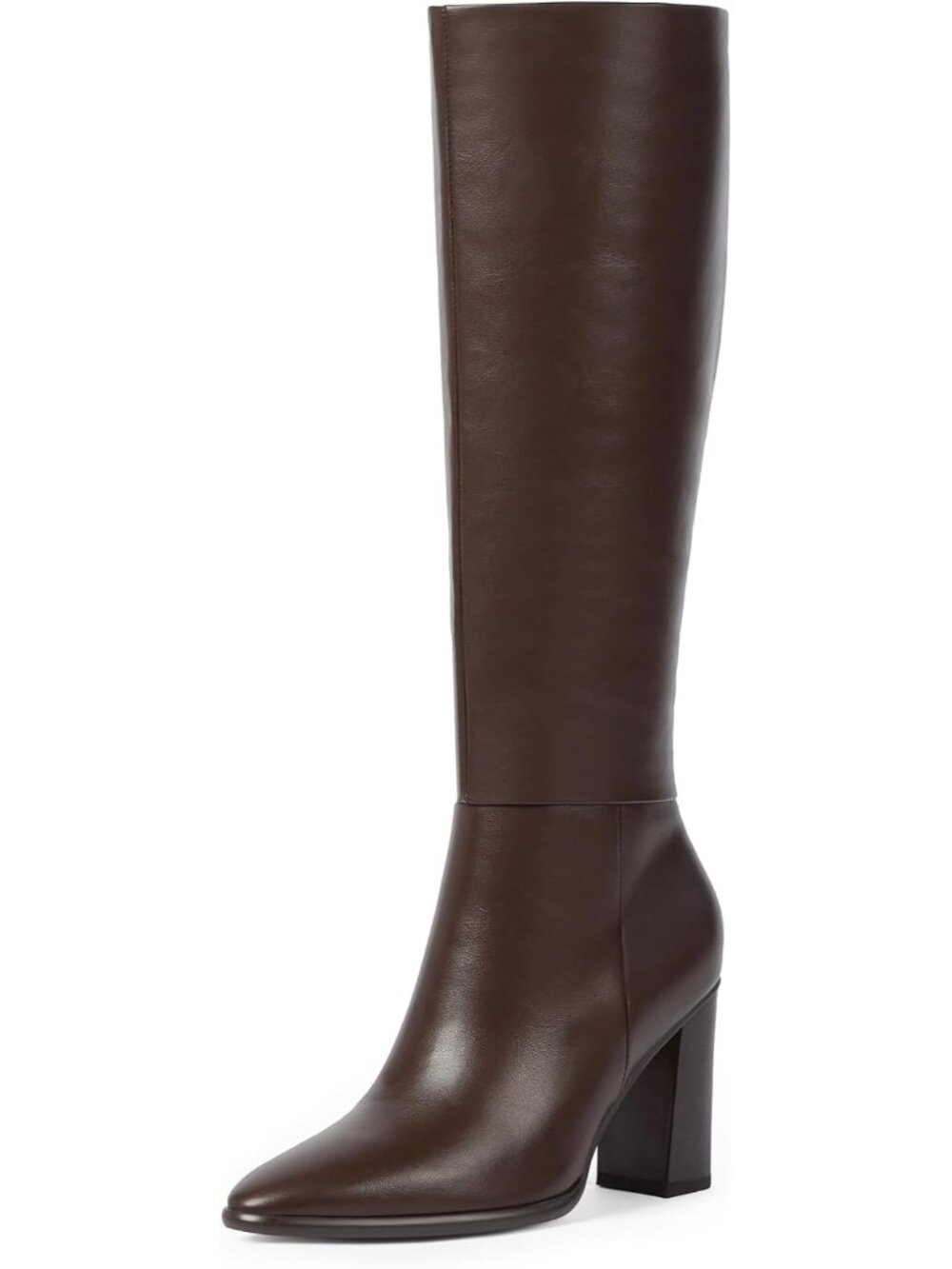Women's Chocolate Pointed Toe Chunky Heel Cushioning Foam Knee High Boot Shoes